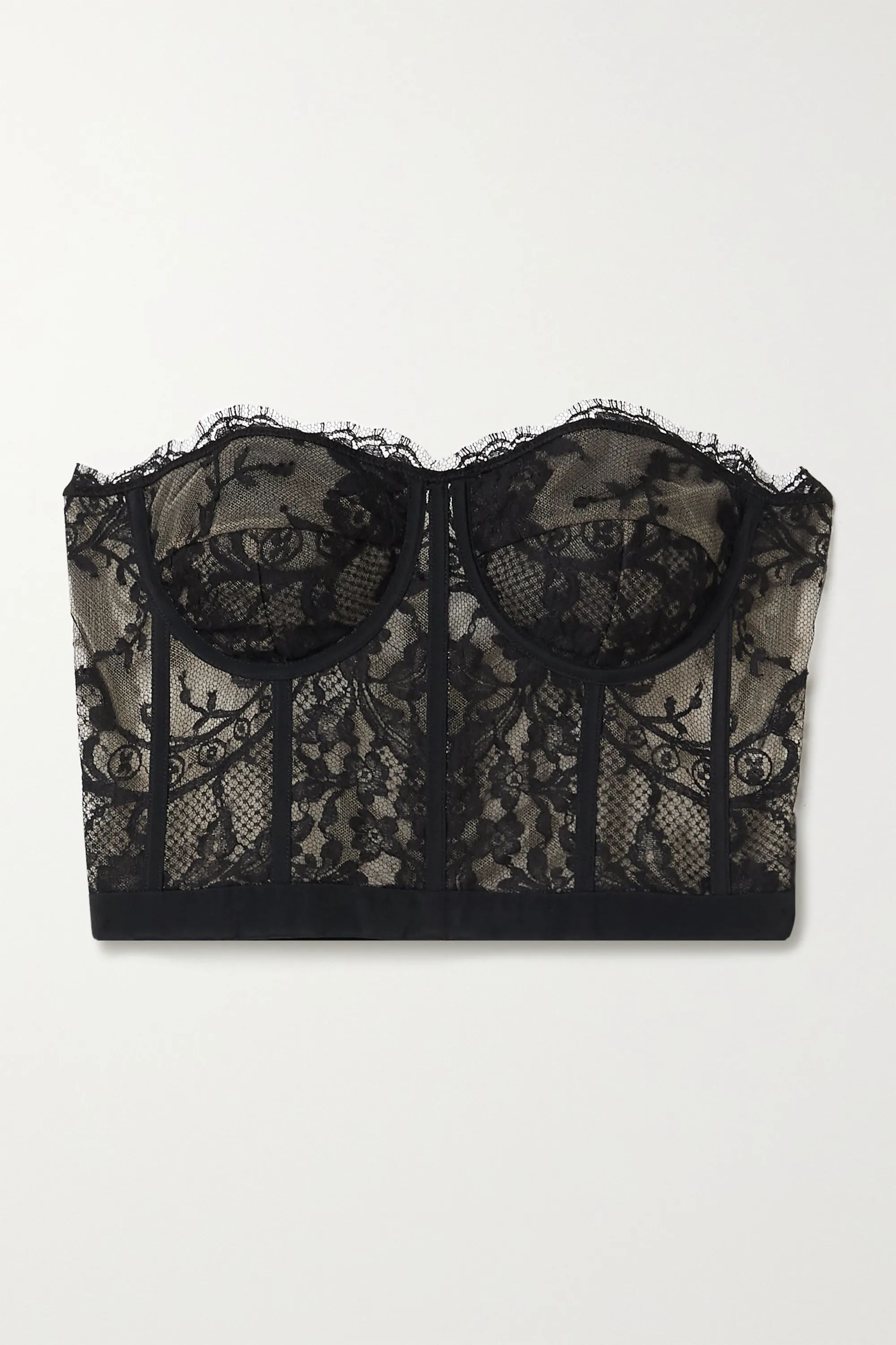 Black Cotton-blend lace bustier top | Alexander McQueen | NET-A-PORTER | NET-A-PORTER (US)
