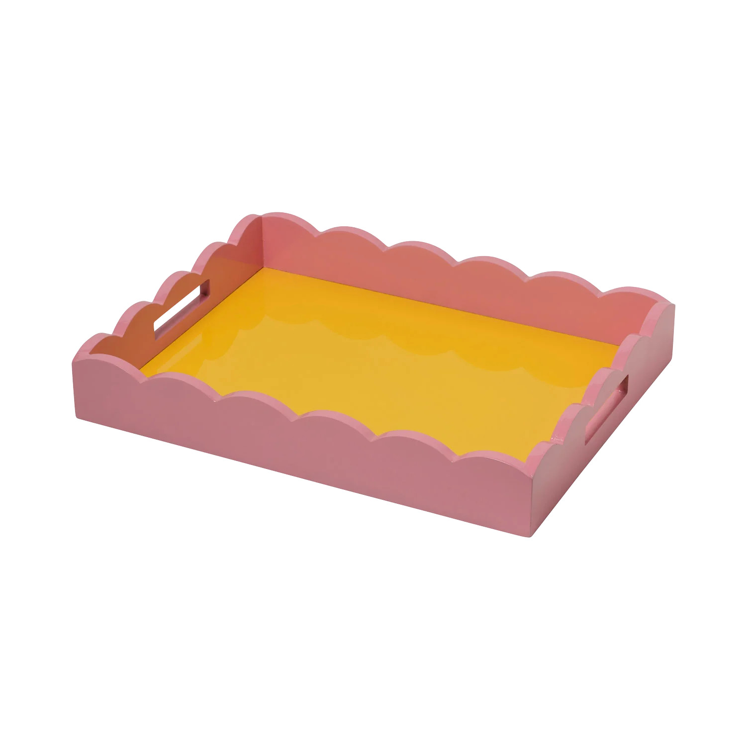 Large Rectangular Yellow and Pink Scalloped Tray | In The Roundhouse