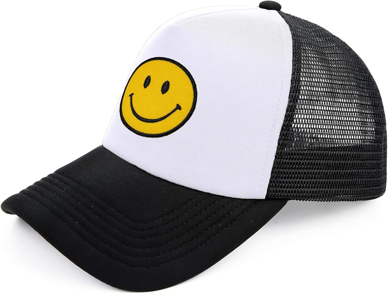 lycycse Smiley Face Trucker Hat Retro Mesh Baseball Cap with Smile Patch Foam Neon High Crown Y2K Ha | Amazon (US)