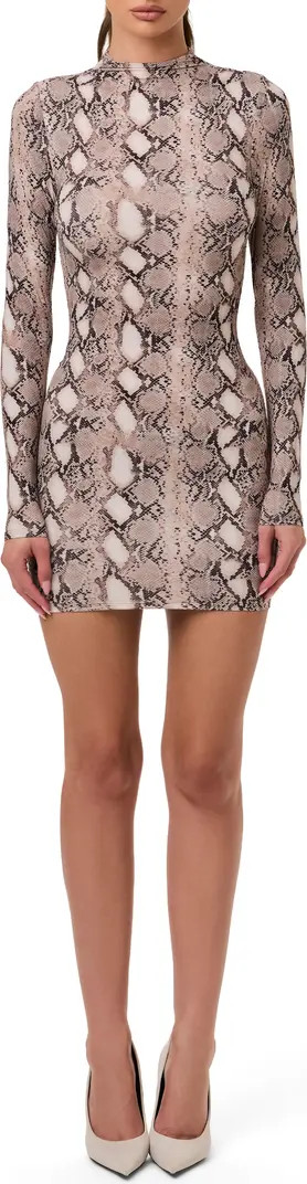 Print Long Sleeve Body-Con Minidress | Nordstrom