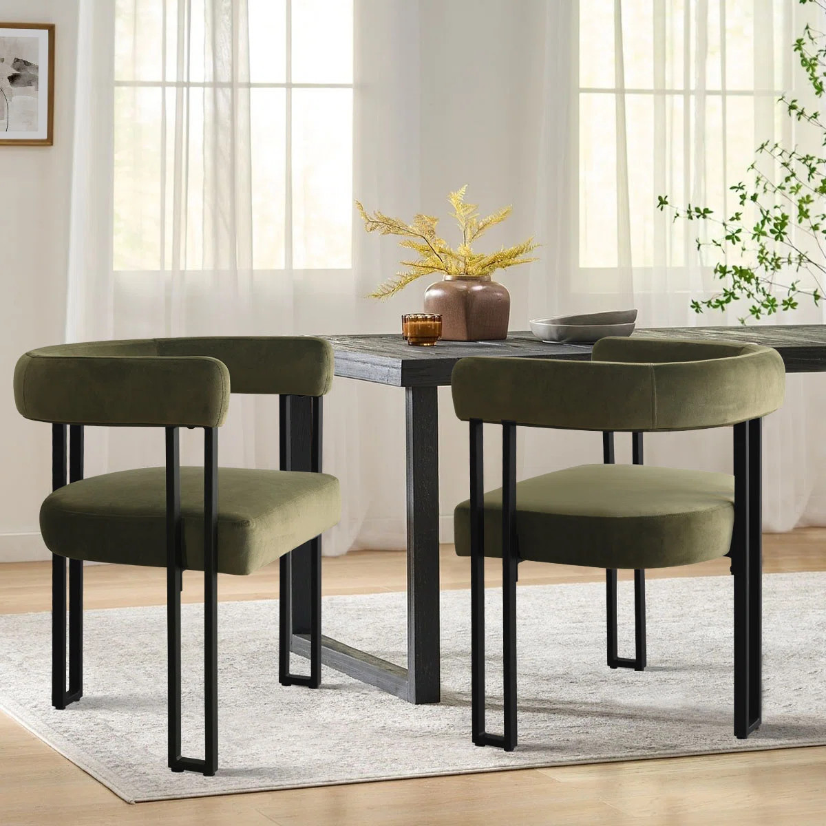 Latitude Run® Dulcine 18.5" Seat Height Velvet Upholstered Kitchen Dining Armchair & Reviews | W... | Wayfair North America