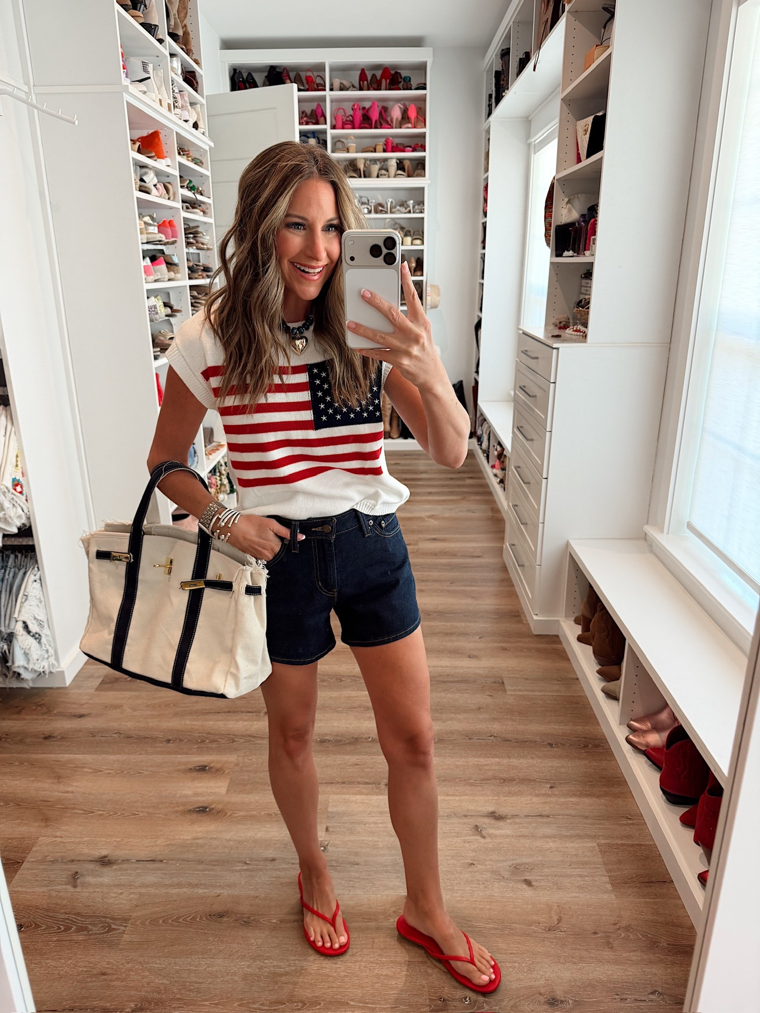 Red, white & blue 🇺🇸 in a small top, 26 shorts, necklace, sandals and accessories - fits tts.

#LTKootd #LTKgrwm #LTKSeasonal