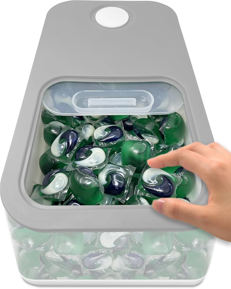 Skywin Laundry Pod Container (Clear) with Slide Lid (Grey) - Laundry Pod Storage Container for La... | Amazon (US)