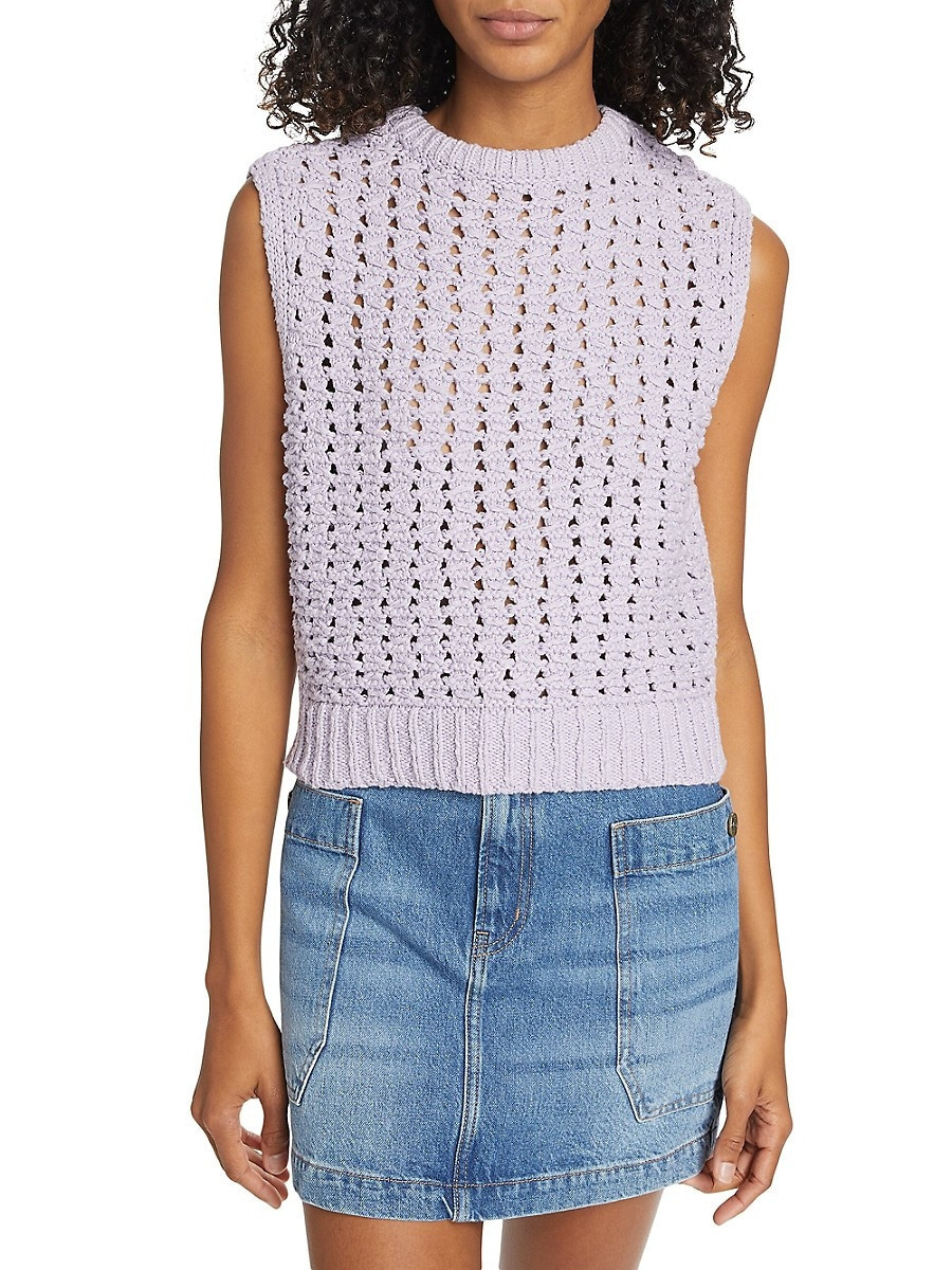 Frame Women's Cotton Crochet Sleeveless Sweater - Lilac - Size XS | Saks Fifth Avenue OFF 5TH