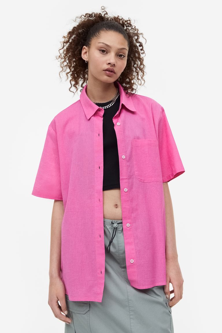 Short-sleeved Linen-blend Shirt | H&M (US + CA)