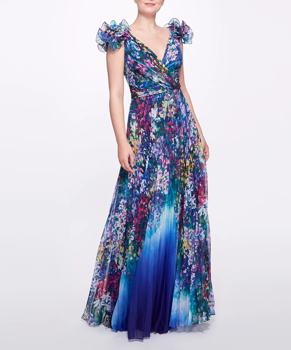 Pleated Chiffon Gown | Marchesa