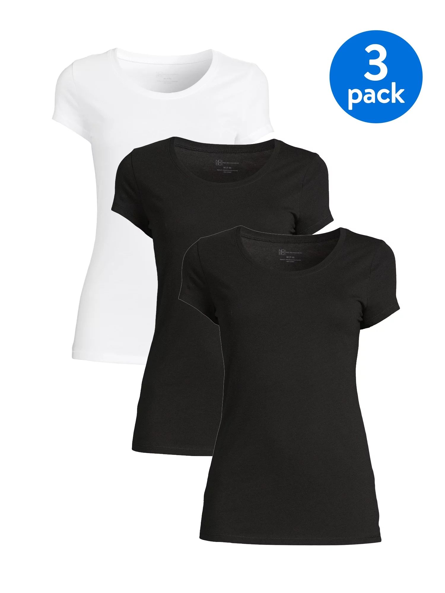No Boundaries Juniors’ Everyday Short Sleeve T-Shirt, 3-Pack - Walmart.com | Walmart (US)
