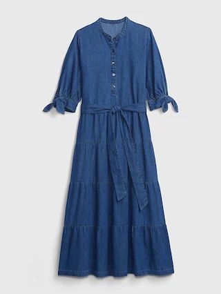 Denim Tiered Midi Dress with Washwell | Gap (US)