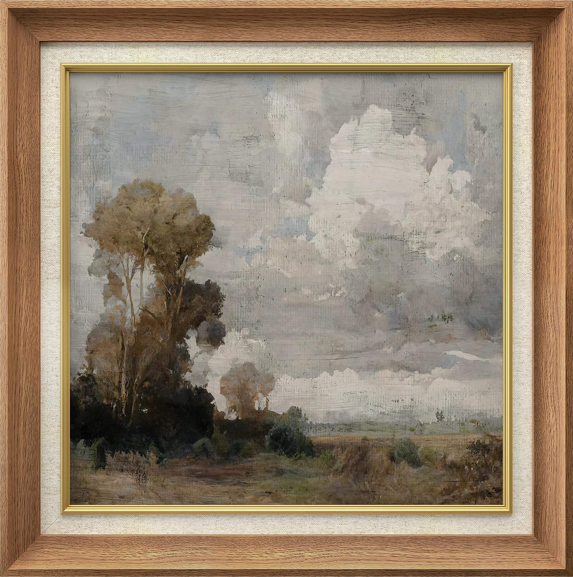 MUDECOR Premium Framed Wall Art Country Field Cloudy Sky Nature Wilderness Vintage Illustrations ... | Amazon (US)