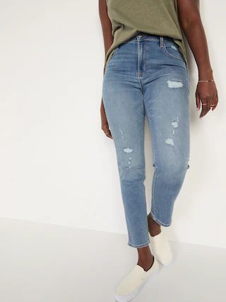 High-Waisted Power Slim Straight Ripped Jeans for Women | Old Navy (US)