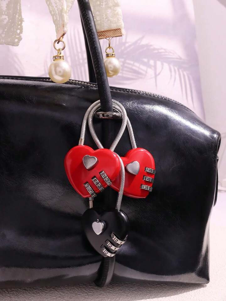 1pc Korean Charms Red Heart Lock Keychain Y2K Aesthetic Vintage Keychain Bag Pendant Punk Fashion... | SHEIN