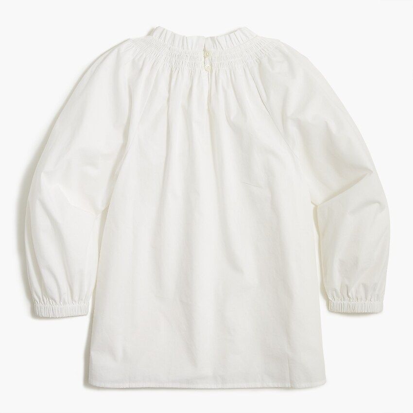 Cotton poplin smocked ruffleneck top | J.Crew Factory