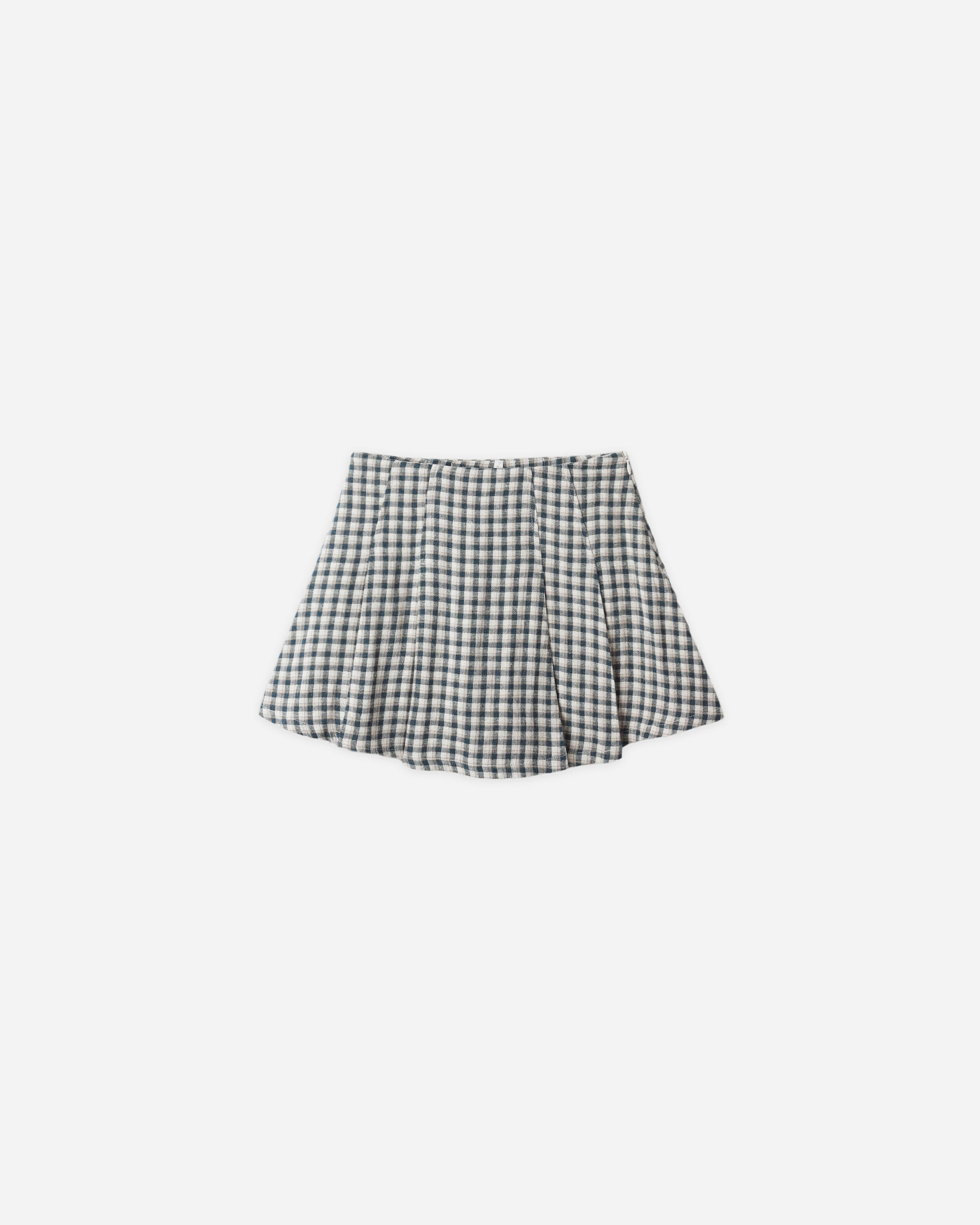 Pleated Mini Skirt || Navy Check | Rylee + Cru