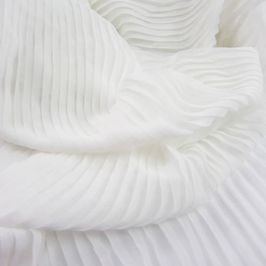 Off White Pleated Chiffon Panel, Chiffon Cloth Vertical Crease, Chiffon Accordion Pleated Fabric,... | Etsy (US)