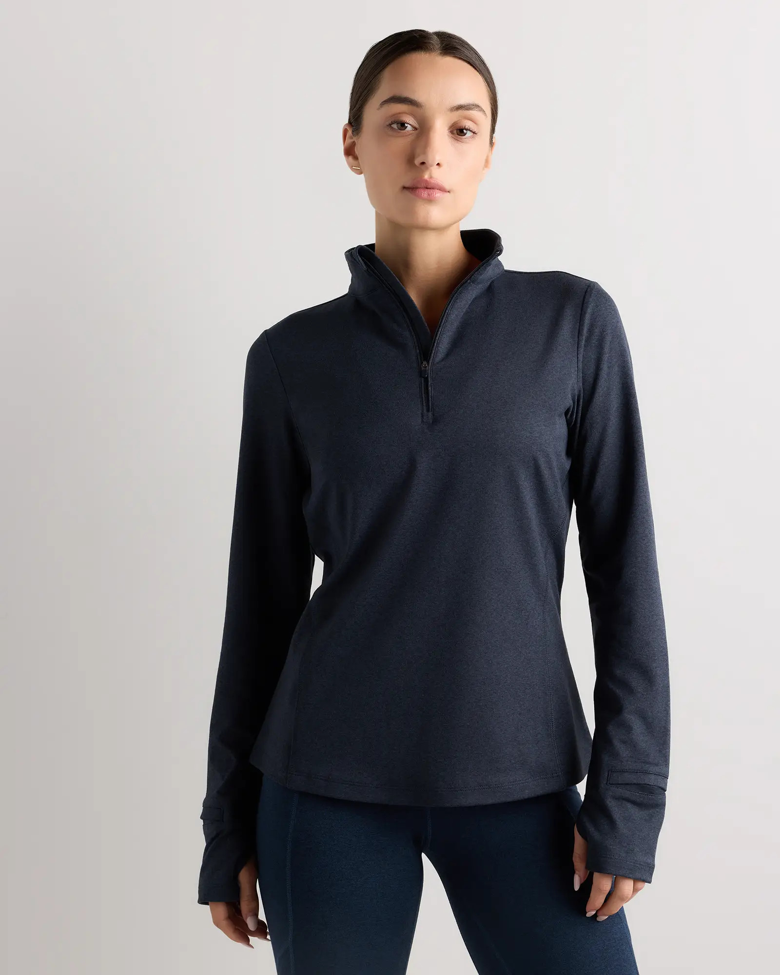 Flowknit Quarter-Zip Pullover in Heather Deep Navy | Quince