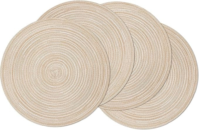 SHACOS Round Braided Placemats Set of 4 Round Table Mats for Dining Tables 15 inch Non Slip Washa... | Amazon (US)