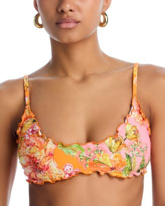 PQ Swim Embroidered Lettuce Edge Bikini Top   | Bloomingdale's Women | Bloomingdale's (US)