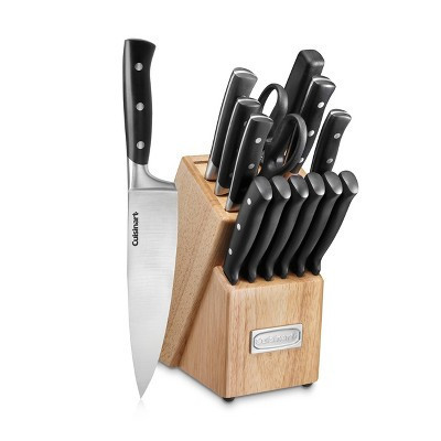 Cuisinart Classic 15pc Forged Triple Rivet Cutlery Block Set - C77TR-15P: Stainless Steel Knife Set, Black Handle | Target