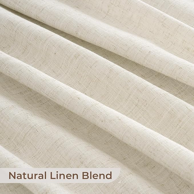 INOVADAY 100% Blackout Pinch Pleated Linen Curtains 90 Inches Long for Living Room, Black Out Cur... | Amazon (US)