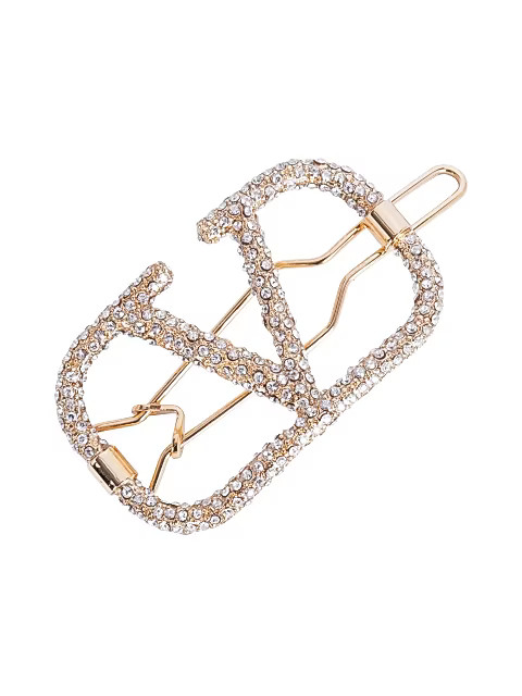 Valentino Garavani Crystal-Embellished Vlogo Hair Clip | Saks Fifth Avenue