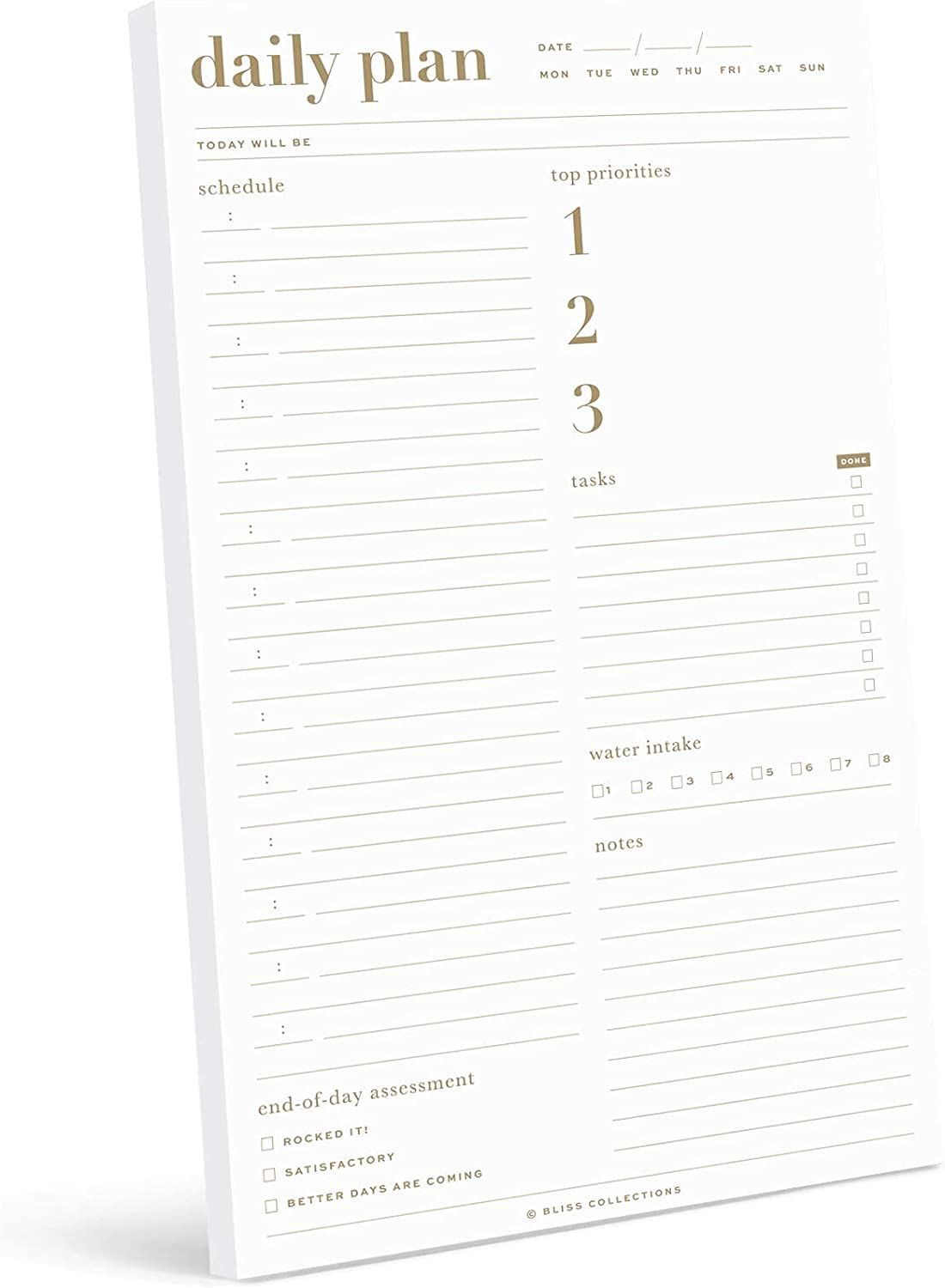 Bliss Collections Daily Planner, Metallic Gold Calendar, Scheduler, Productivity Tracker for Orga... | Amazon (US)