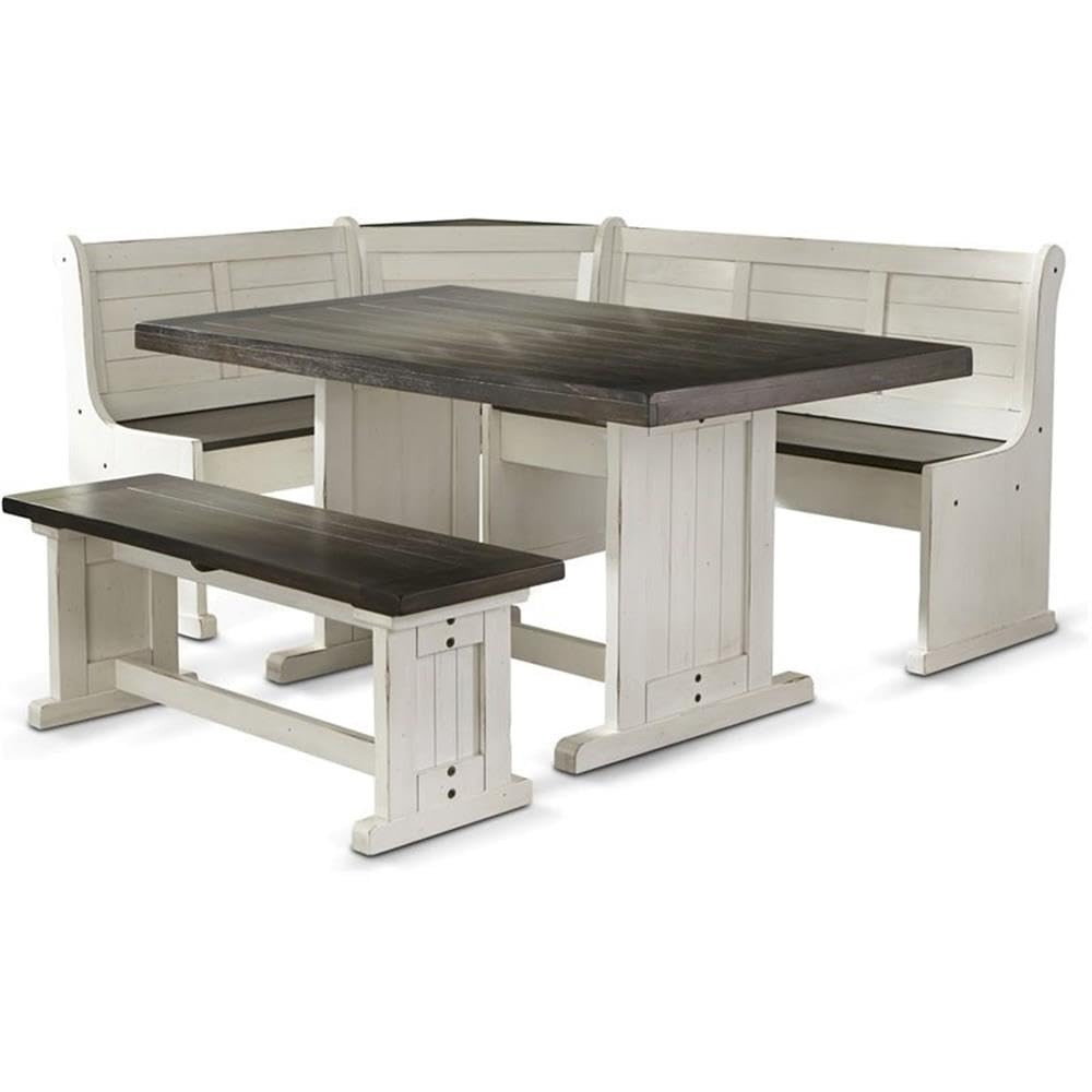 Pemberly Row Farmhouse Wood Kitchen Corner Breakfast Dining Nook Set with Table, Reversible Bench... | Amazon (US)