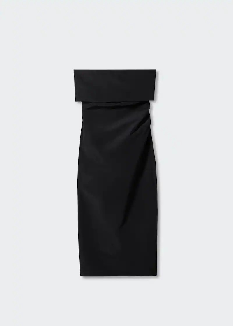 Schulterfreies kleid mit schlitz -  Damen | Mango Deutschland | MANGO (DE)