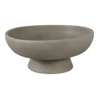 Liv & Skye 12 in. Green Ceramic Round Bowl On Pedestal Base 22388 - The Home Depot | The Home Depot
