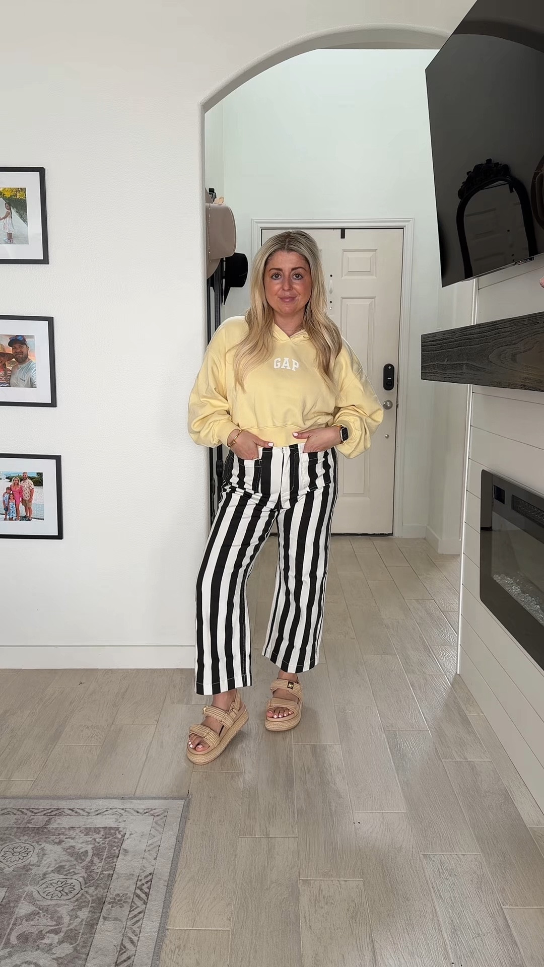 OOTD 
Spring outfit
Gap hoodie small
Striped jeans size 4
Sandals up 1/2 a size 

#LTKootd