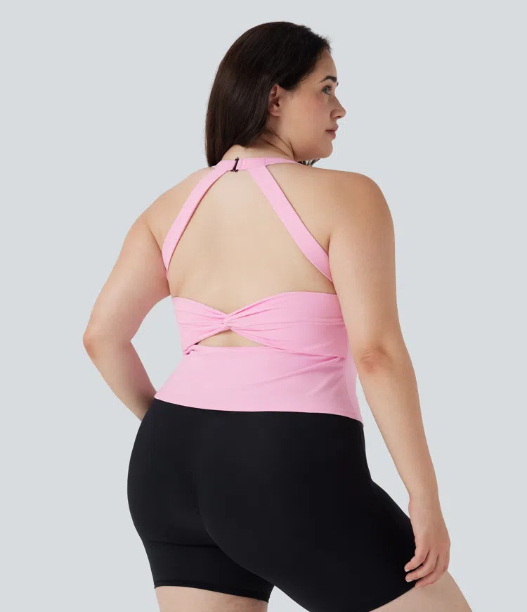 Women’s Softlyzero™ Plush Backless Cut Out Twisted Yoga Plus Size Tank Top - Halara | HALARA