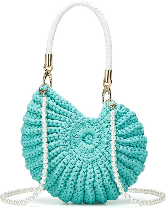 Handmade Crochet Tote Bag Seashell Purse for Women Boho Shell Handbag Crossbody Shoulder Bag Summ... | Amazon (US)