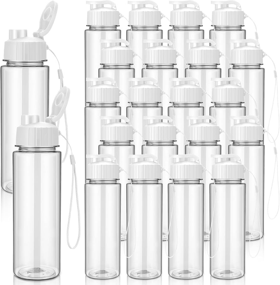 Mifoci 20 Pieces Water Bottle Bulk 17 oz Plastic Water Bottles Bulk Gym Sports Adults Reusable La... | Amazon (US)