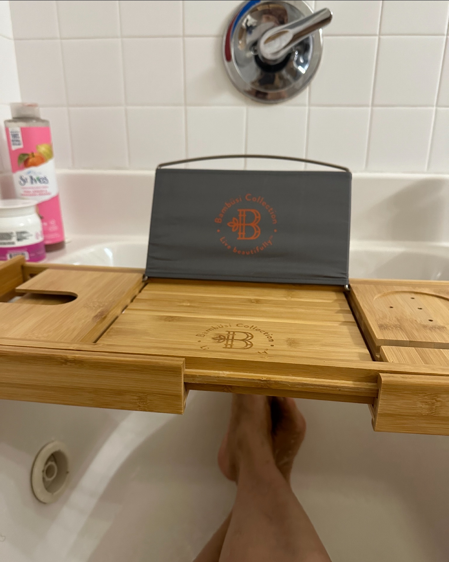 I bought my mom this adjustable bath tray to take her #bubblebaths to the next level! She sent me this photo after setting it up. She loves it! 

It adjusts to fit your #bathtub size. It can fit a book, a glass of wine, your beauty products, laptop/ipad, and more.

Such a great gift for the ladies in your life!

#gifts #giftsformom #bathtray #bathtubcaddy #bathtubtray

#LTKHome #LTKGiftGuide #LTKFindsUnder100