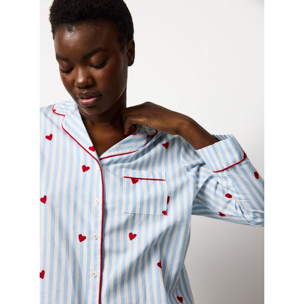 Mini Me Blue Valentine's Striped Traditional Pyjamas 18 | Tu Clothing