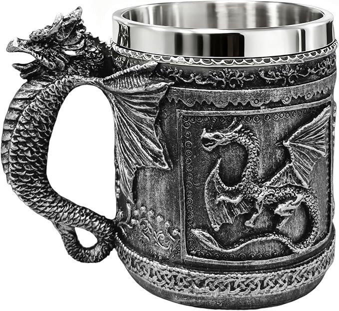 Medieval Roaring Dragon Beer Mug, Dungeons and Dragons Beer Stein Tankard Drink Cup, 16 OZ Stainl... | Amazon (US)