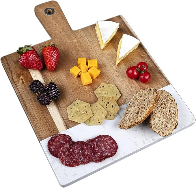 Hearthford White Marble Serving Board - Marble Cheese Board | Acacia Wooden serving Tray for Char... | Amazon (US)