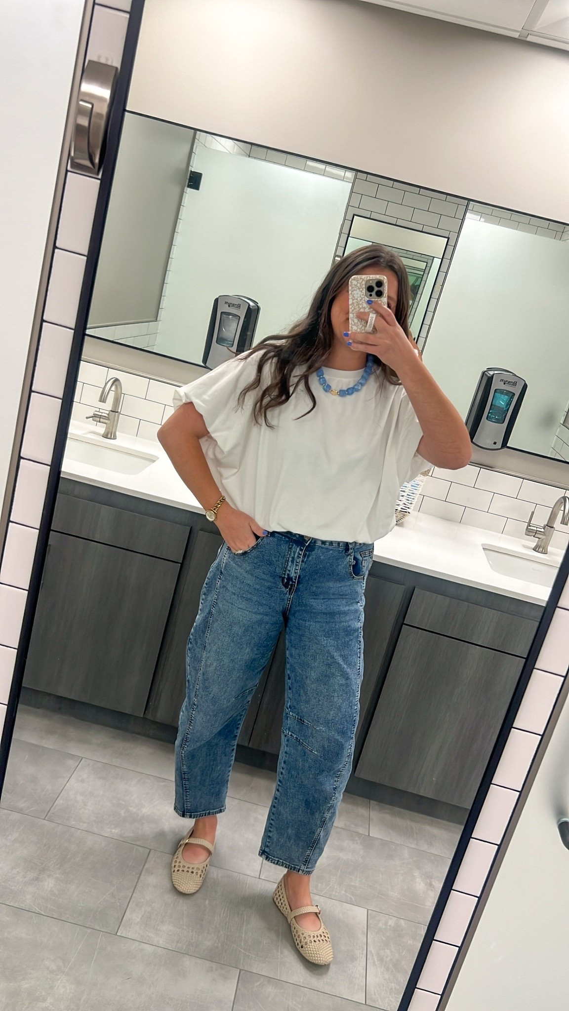 Comfy cute mom outfit all on sale for prime day! Size M in other, tts. 

The top is loosely cropped with a bubble hem which gives it an elevated look!

Comfy mom outfit / comfy outfit / mom outfit / comfy mom / comfy but cute / Summer outfit ideas / mom summer outfit / work outfit / jeans outfit / mom jeans / barrel jeans / comfy jeans / stretchy jeans / post Partum outfit / Amazon prime day / business casual / comfy work outfits / SAHM outfit / comfy but elevated / braced necklace

#LTKootd #LTKmomlife #LTKSaleAlert