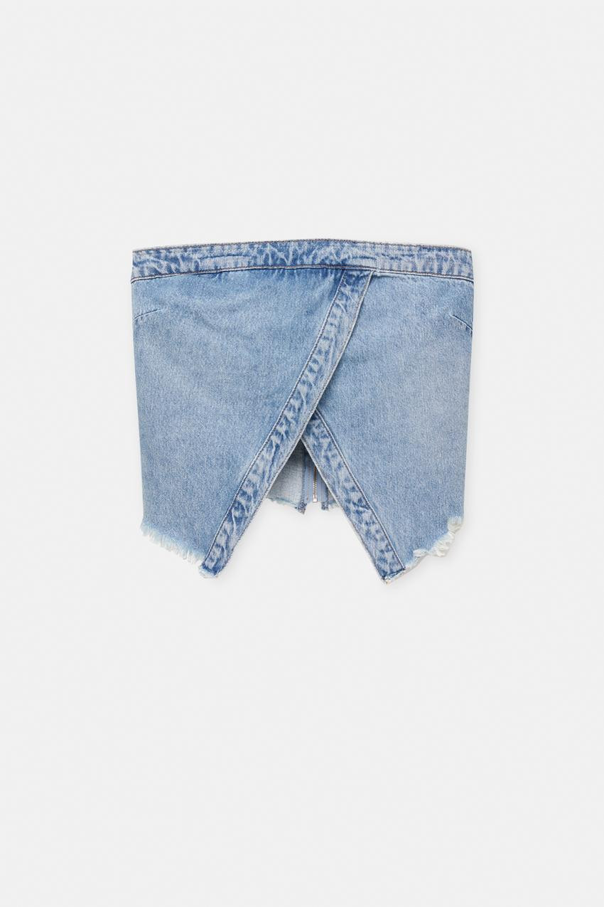 Crossover denim corset top | PULL and BEAR UK