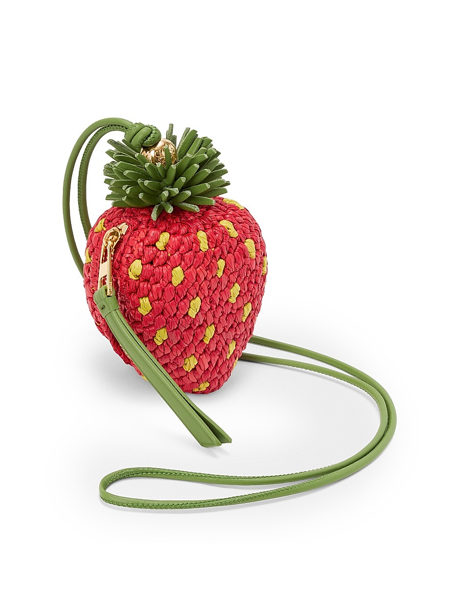 Women's LOEWE x Paula's Ibiza Strawberry Raffia Coin Purse - Red | Saks Fifth Avenue