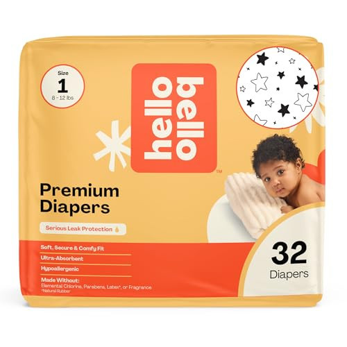 Hello Bello Diapers, Size 1 (8-12 lbs) Superstars, 32 Count of Premium Disposable Baby Diapers, Hypoallergenic with Soft, Cloth-Like Feel | Amazon (US)