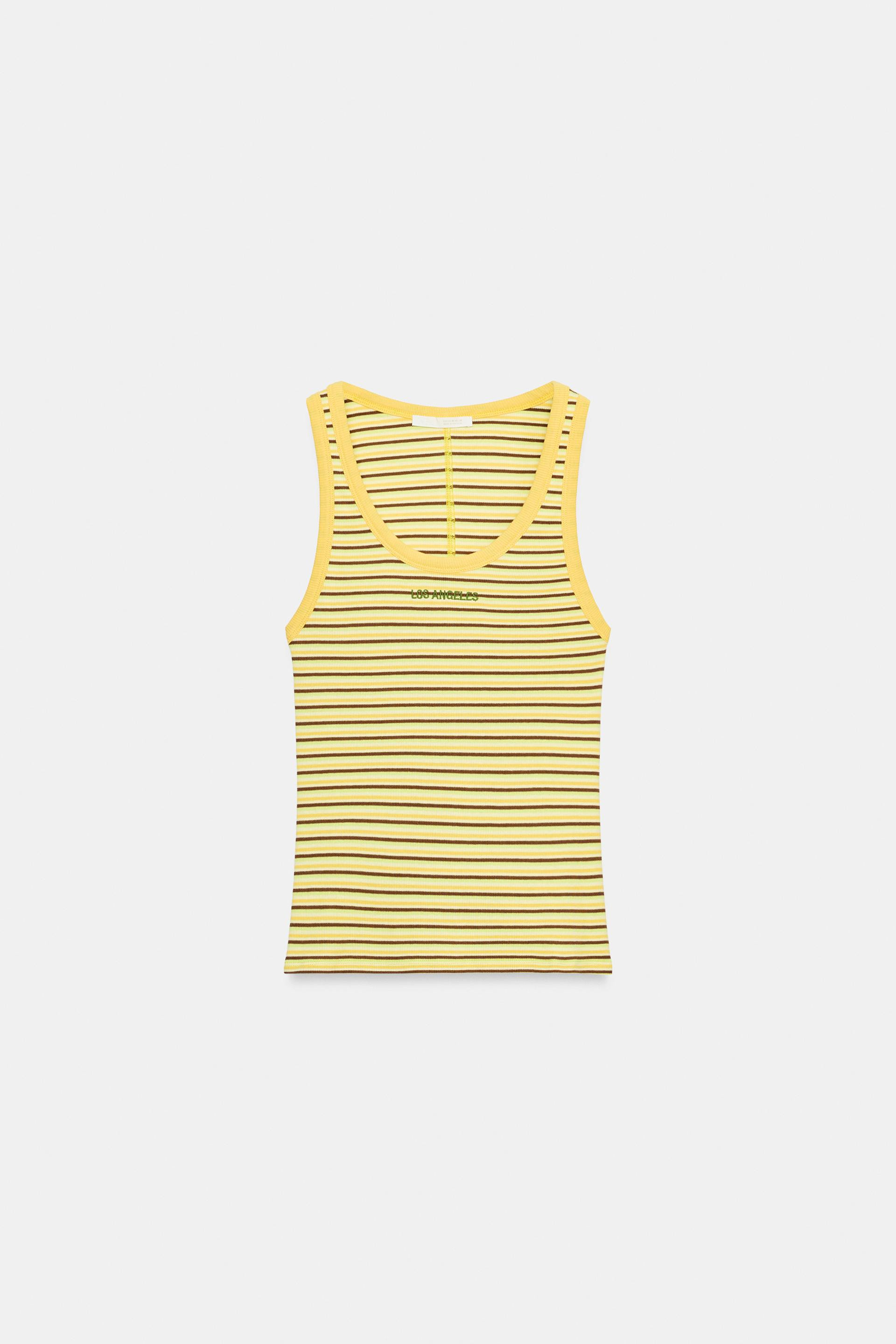 STRIPED TOP WITH CONTRAST TEXT | Zara US