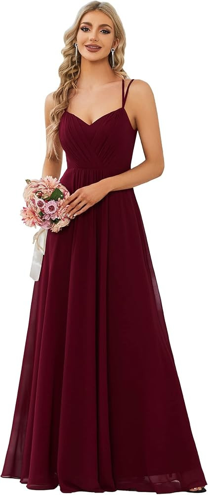 Ever-Pretty Women's Chiffon Adjustable Spaghetti Strap Deep V-Neck Backless Bridesmaid Dress ES01... | Amazon (UK)