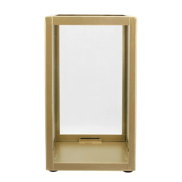 Better Homes & Gardens Indoor Decorative Metal Candle Holder Lantern, Gold, Large | Walmart (US)