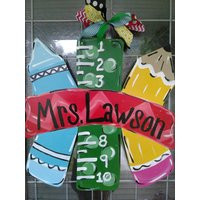 Teacher Gift Door Hanger Crayon Pencil Ruler Rubber Band Classroom Sign | Etsy (US)