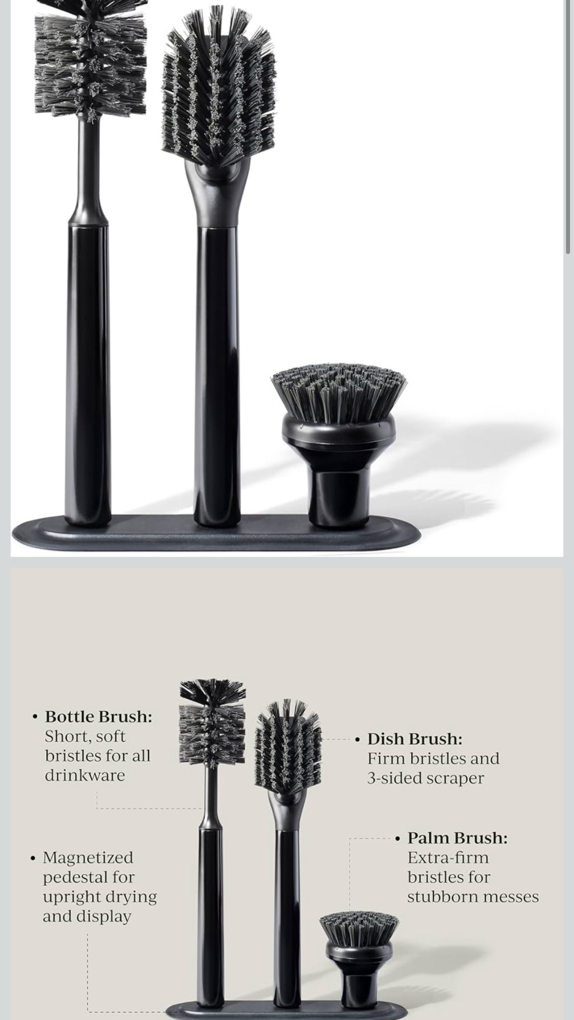 Non scratch magnetic brush set 
