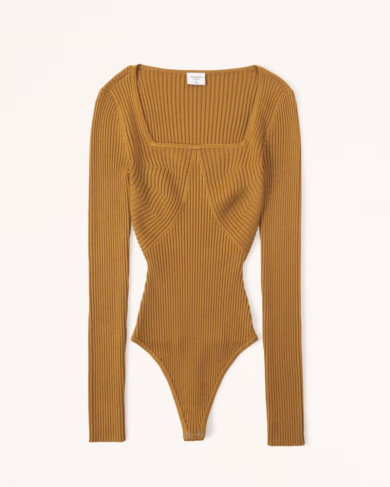 Long-Sleeve Squareneck Sweater Bodysuit | Abercrombie & Fitch (US)