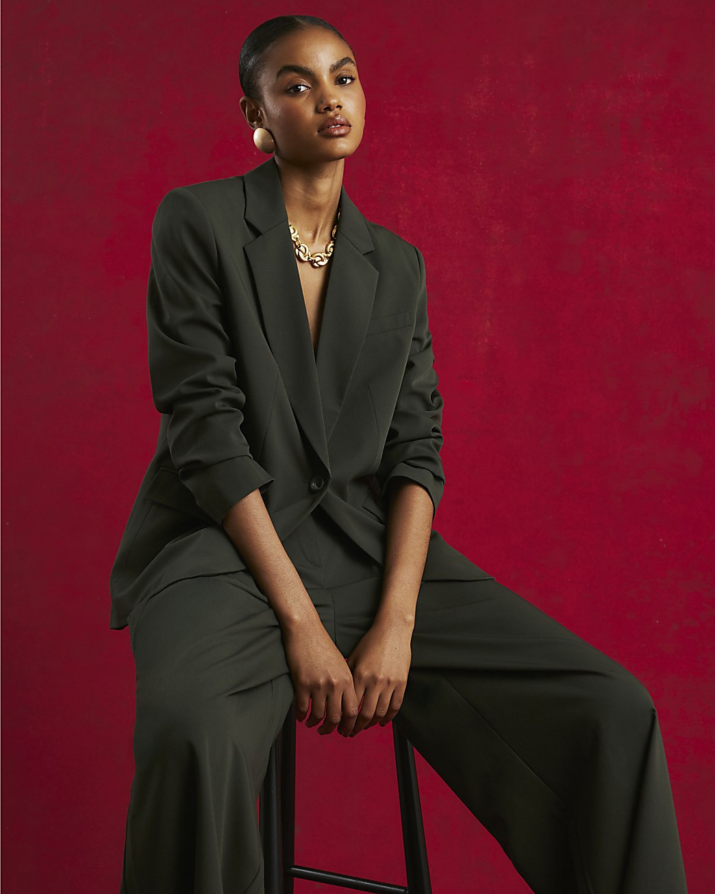 Green Long Sleeve Oversized Blazer | River Island UK & IE