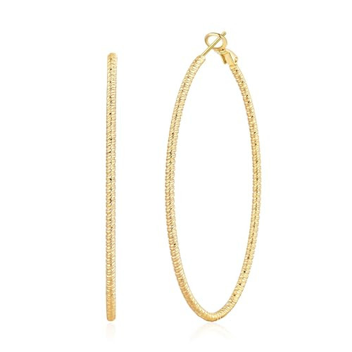 OOOPEL Large Gold Hoops Earrings for Women, Big Gold Earrings Hoops Lightweight Hypoallergenic 14k Real Gold Plated Hoop Earring for Women 30MM 40MM 50MM 60MM | Amazon (US)