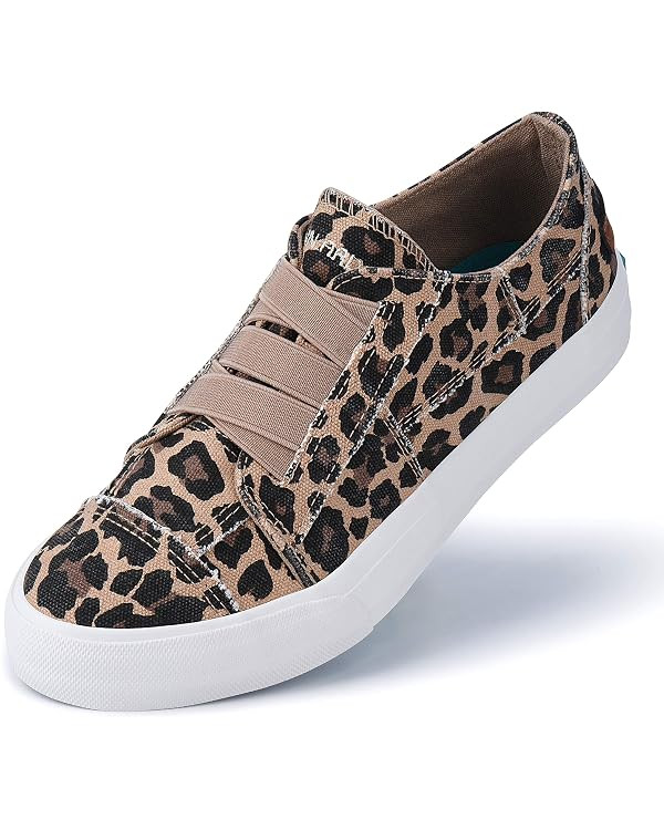 JENN ARDOR Women's Stylish Slip On Sneakers No Laces Elastic Low Top Canvas Sneakers Trendy Flats... | Amazon (US)