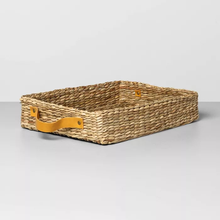 Rectangle Woven Tray with Leather Handles - Hearth & Hand™ with Magnolia | Target